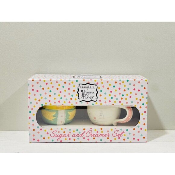 Johanna Parker ~ Dolomite Easter Chick and Bunny Sugar & Creamer Set - Picture 1 of 2